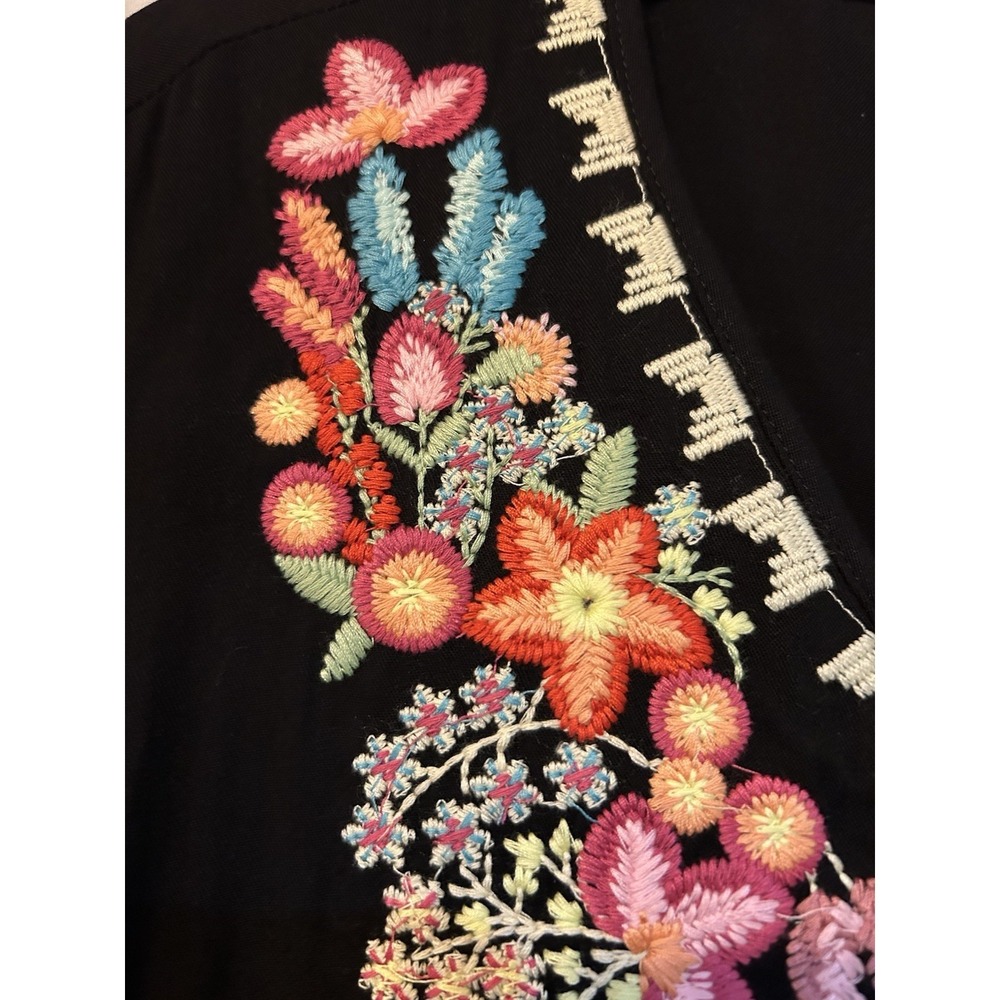 SOLITAIRE ANTHROPOLOGIE Women's Embroidered Dress Pockets Rayon Size S‎ - Picture 4 of 11